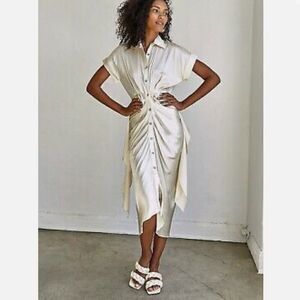 Divine Heritage Short Sleeve Silk Shirtdress